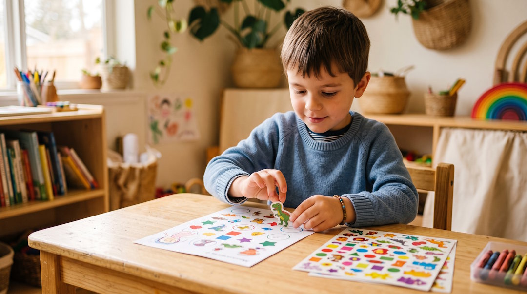 Pegar stickers: pinza digital y motricidad fina