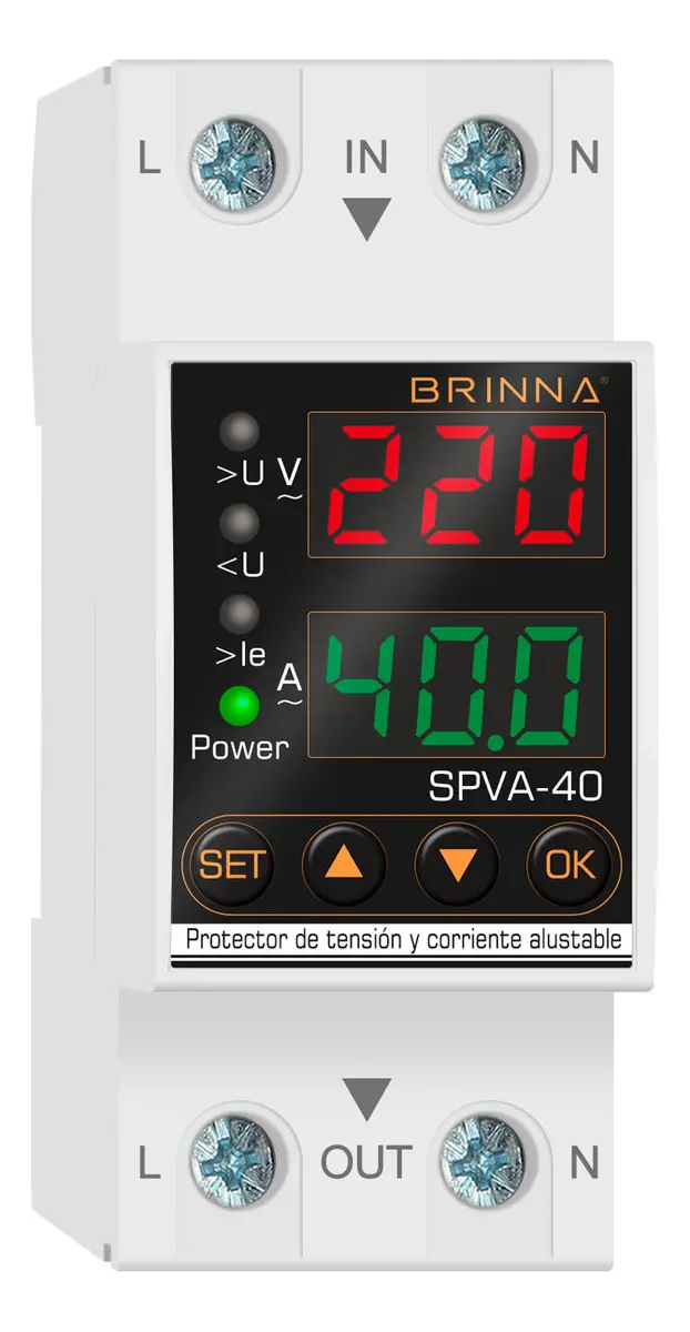 Protector De Tensión Monofásico Brinna 40a Display Color