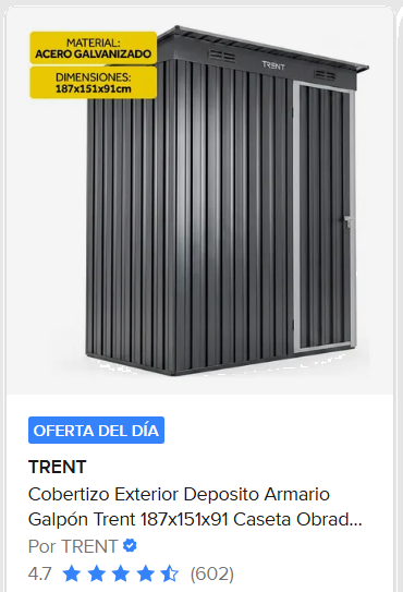 Cobertizo Exterior Deposito Armario Galpón Trent 187x151x91 Caseta Obrador Acero
