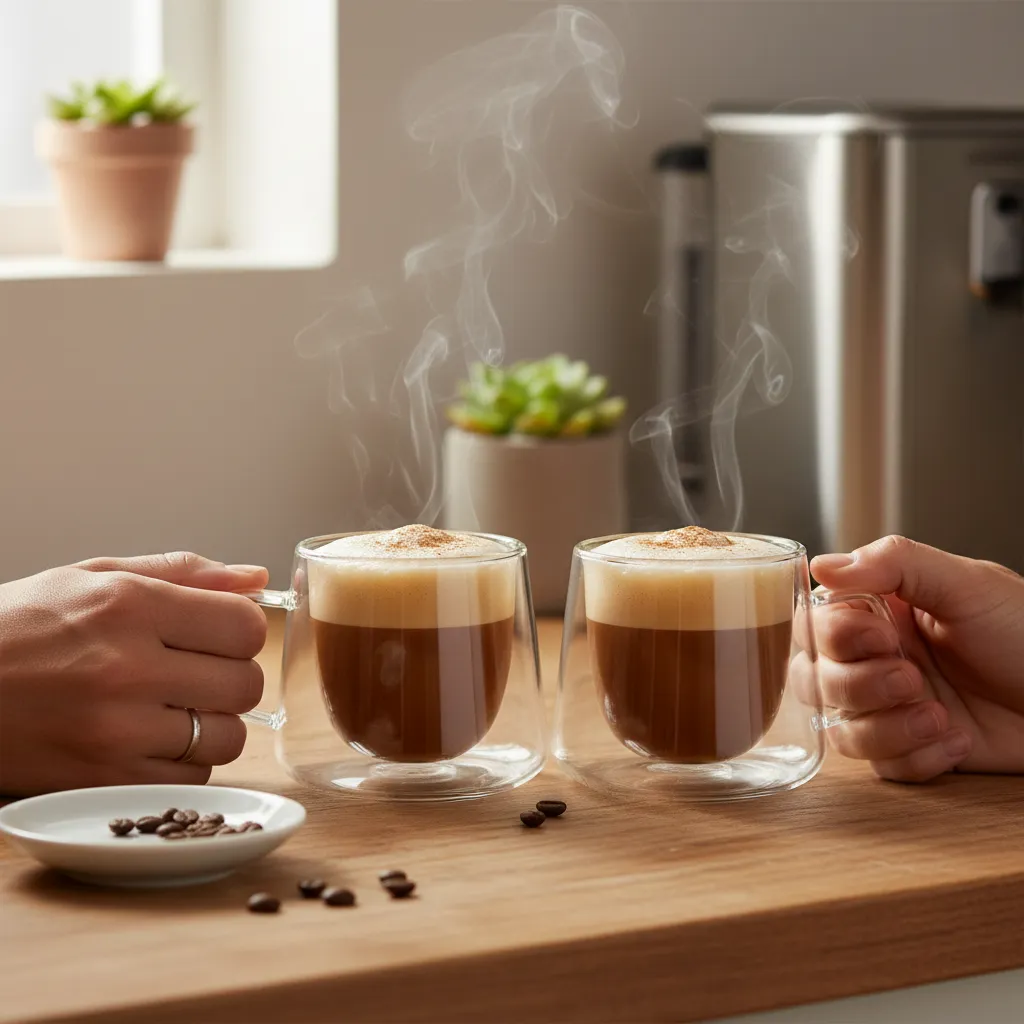 Set X2 Tazas Cafe Pocillos Doble Vidrio Pared 80ml Espresso
