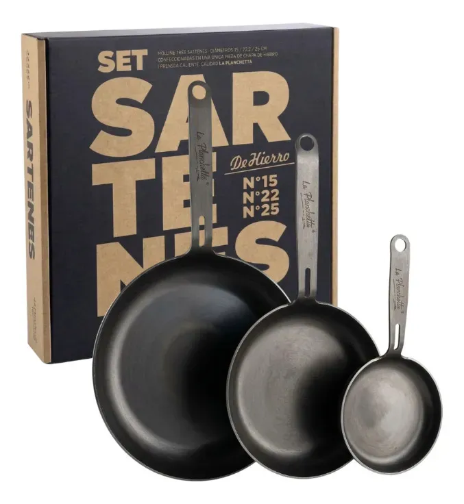 Set Sartenes La Planchetta Nro.25, Nro.22 + Provoletera. Gris Oscuro
