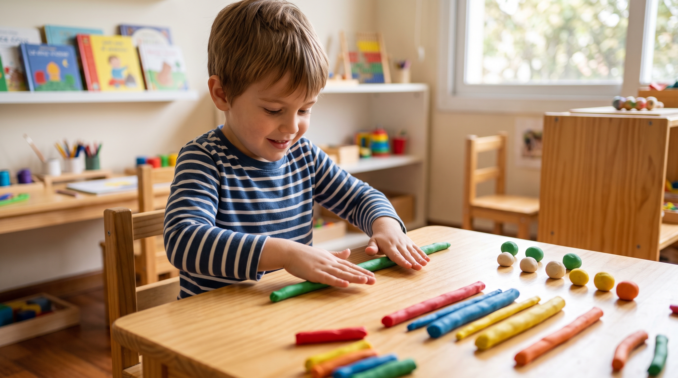 Hacer rollitos de plastilina: coordinaci�n de ambas manos