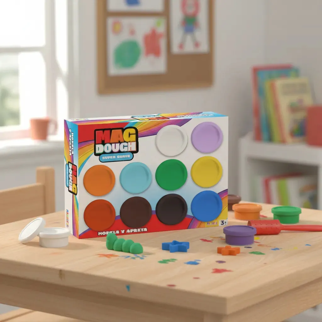 Juego de Masas para Modelar Mag Dough Magnific - Pack de 10 Potes de Colores - Sensorial y Lavable para Ni�os