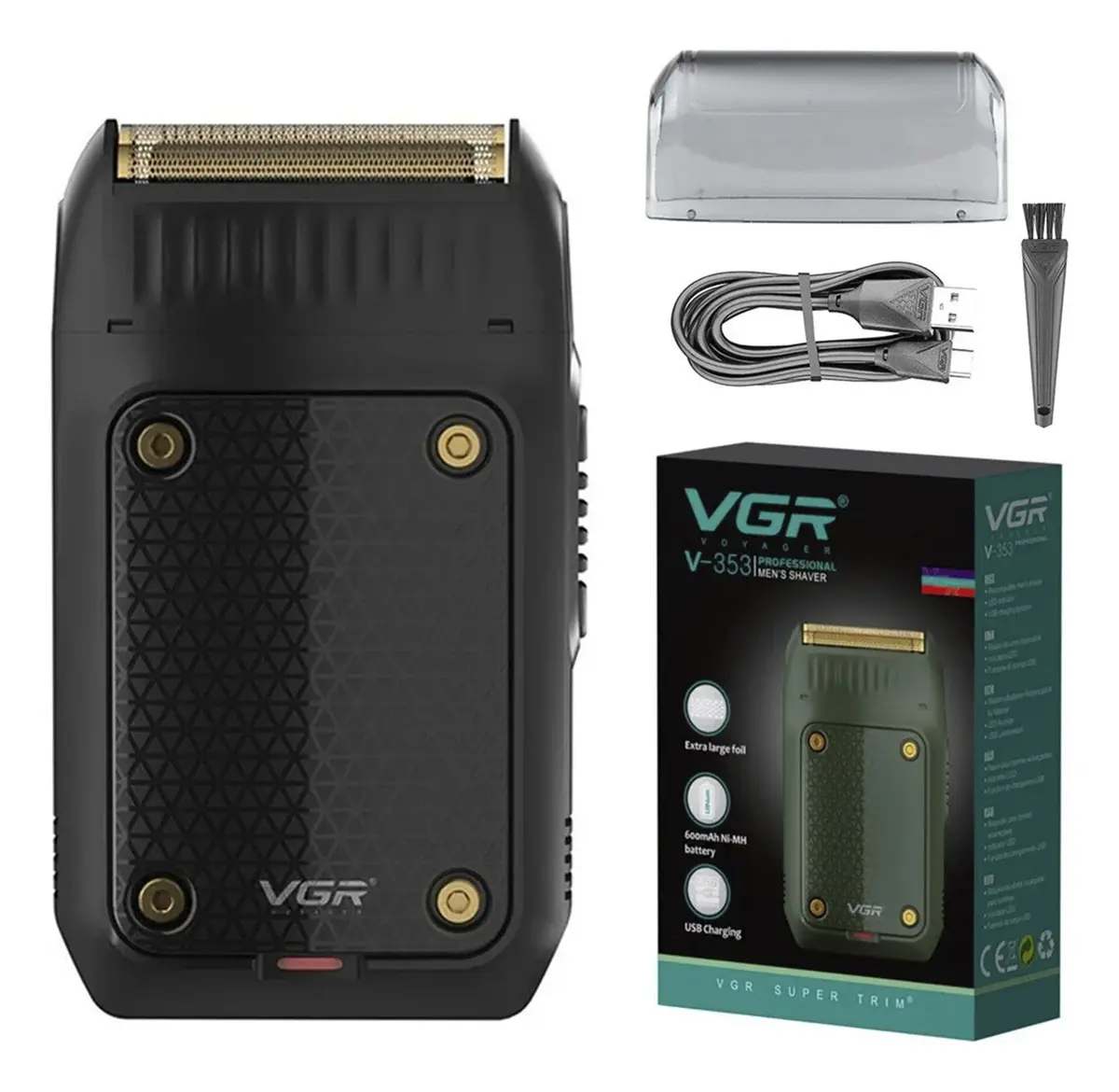 Afeitadora Eléctrica Hombre Shaver Vgr V-353 Portatil Usb Color Negro