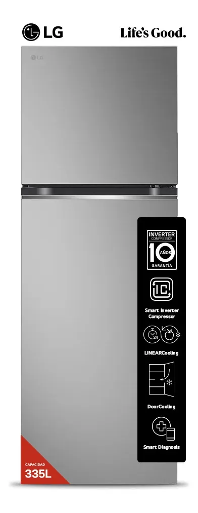 Heladera LG Con Freezer No Frost 335L Smart Inverter - VT34BPY