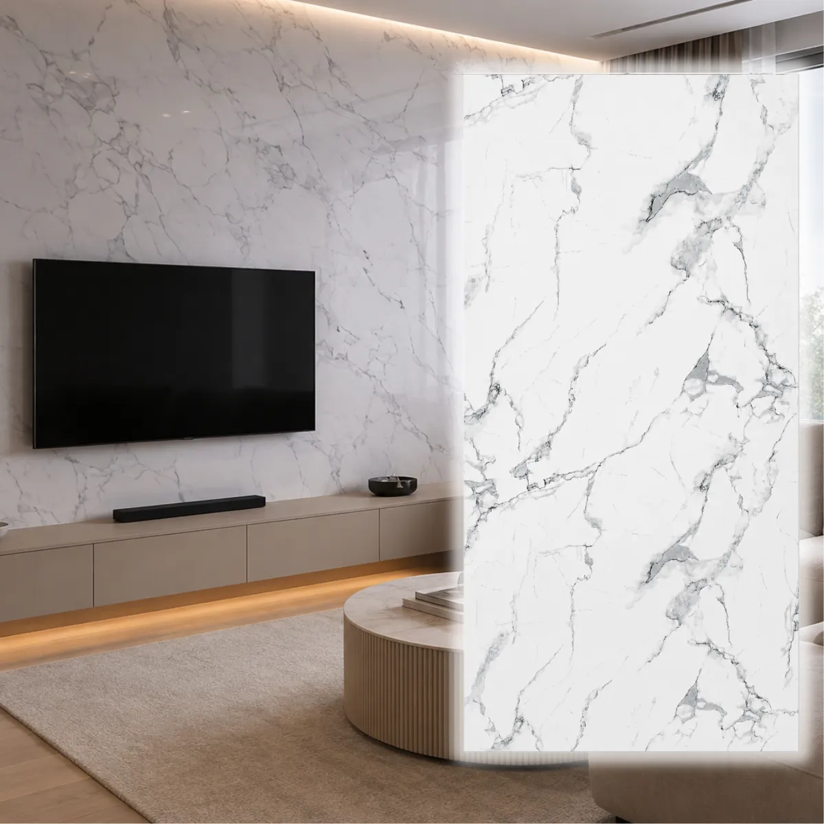 Placa Uv Revestimiento Pared Pvc Simil Marmol 122x244cm