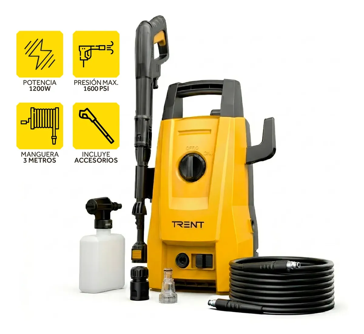 Hidrolavadora Electrica Alta Presion Trent Hlt203 1600 Psi 110 Bar Con Accesorios