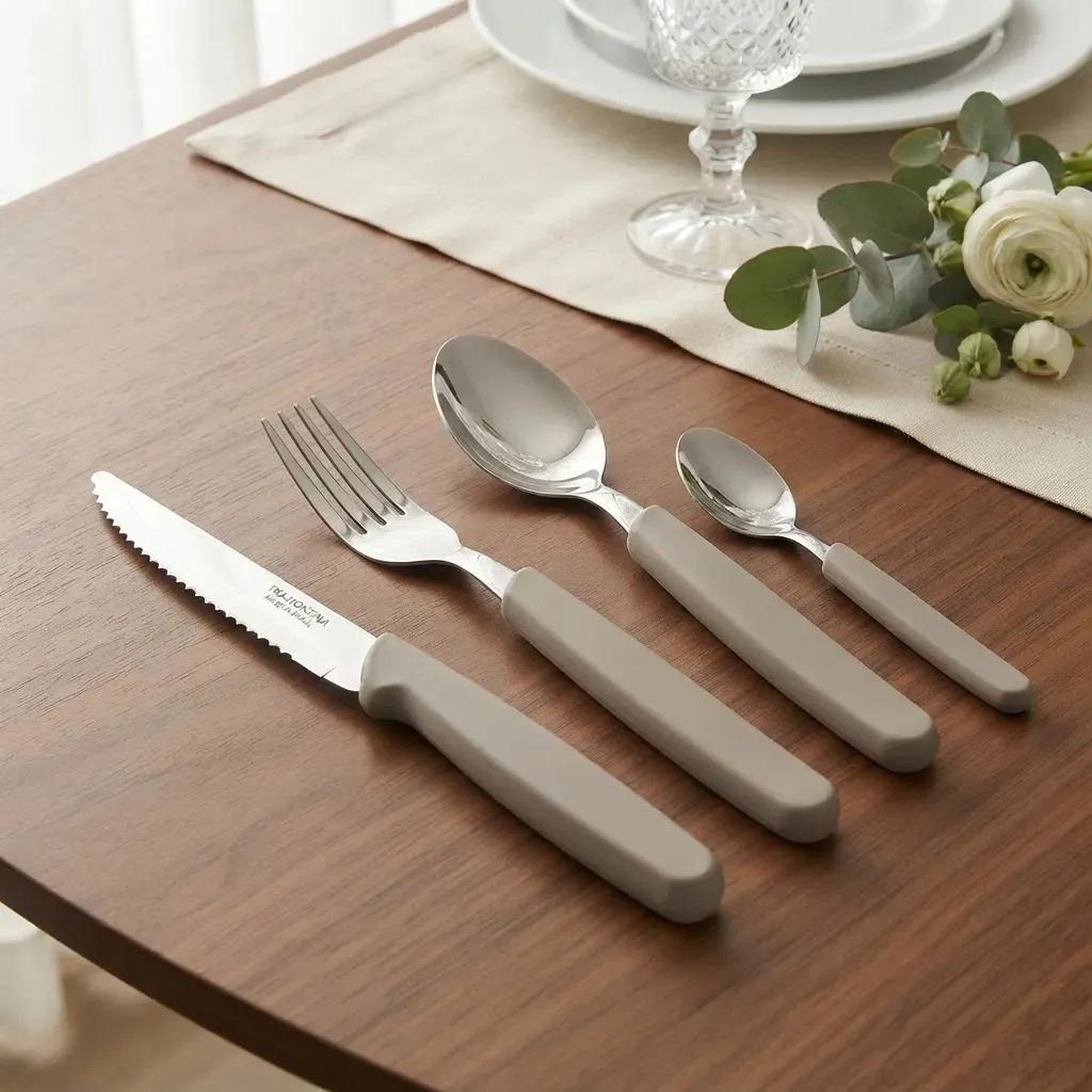 Cubiertos Tramontina Juego 24 Pzas Cocina Carmel Set Colores Color Gris