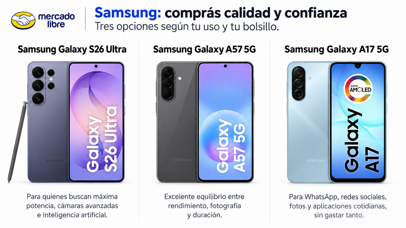 Samsung: calidad y respaldo para cada bolsillo.