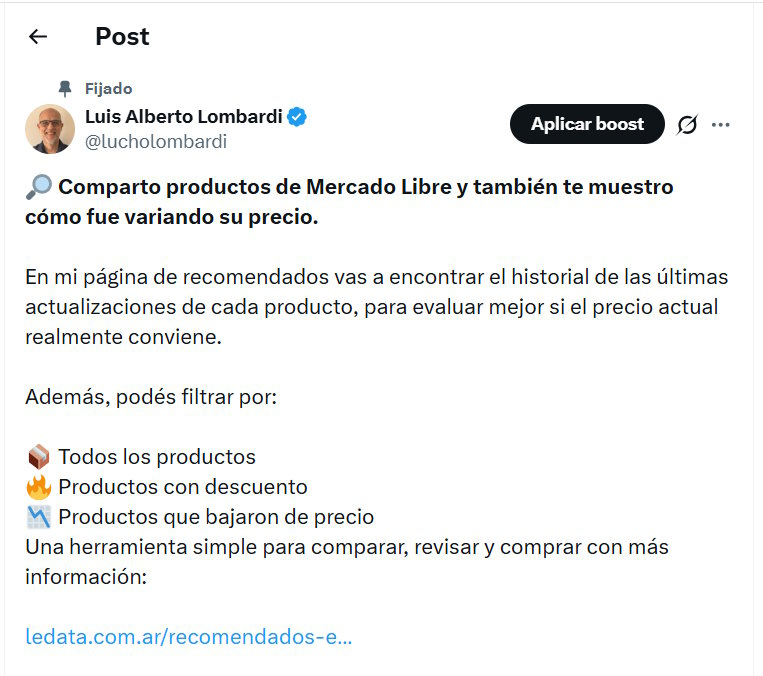 Recomendados en Mercado Libre - Ancla en X