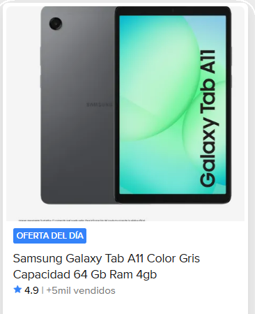 Samsung Galaxy Tab A11 Color Gris Capacidad 64 GB Ram 4GB