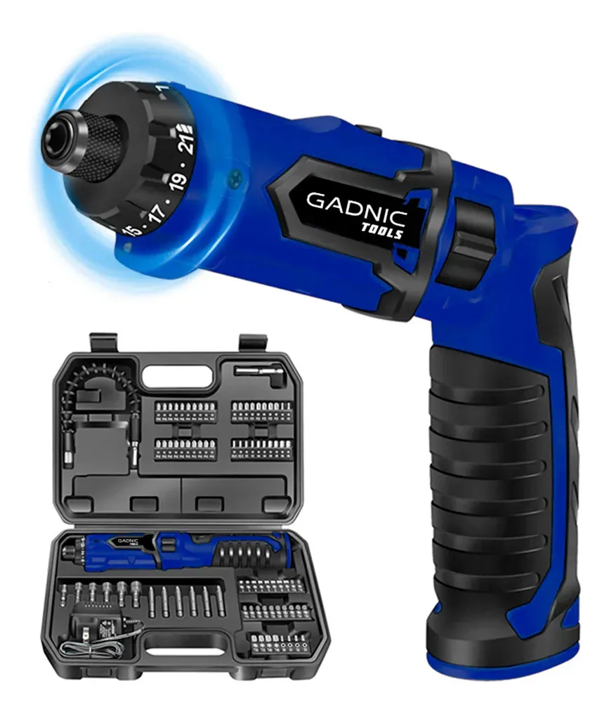 Destornillador Electrico inal�mbrico D72 Gadnic bateria 1500mAh 230RPM par 7NM kit 87 accesorios