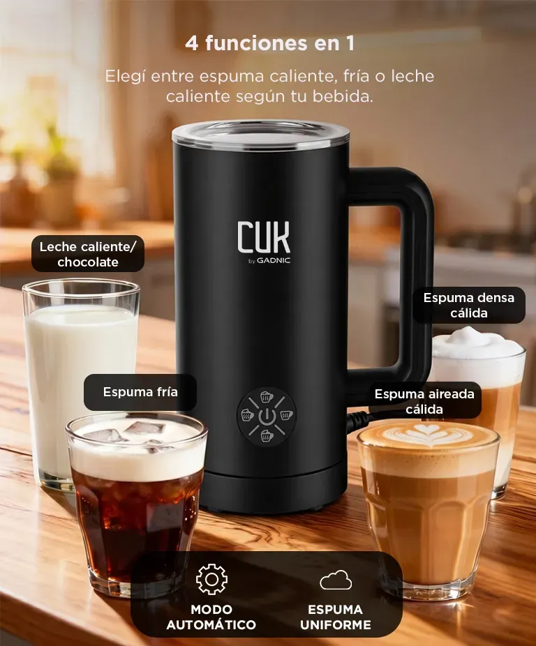 Espumador De Leche Cuk By Gadnic 4 Funciones 450 Ml 500w Blanco