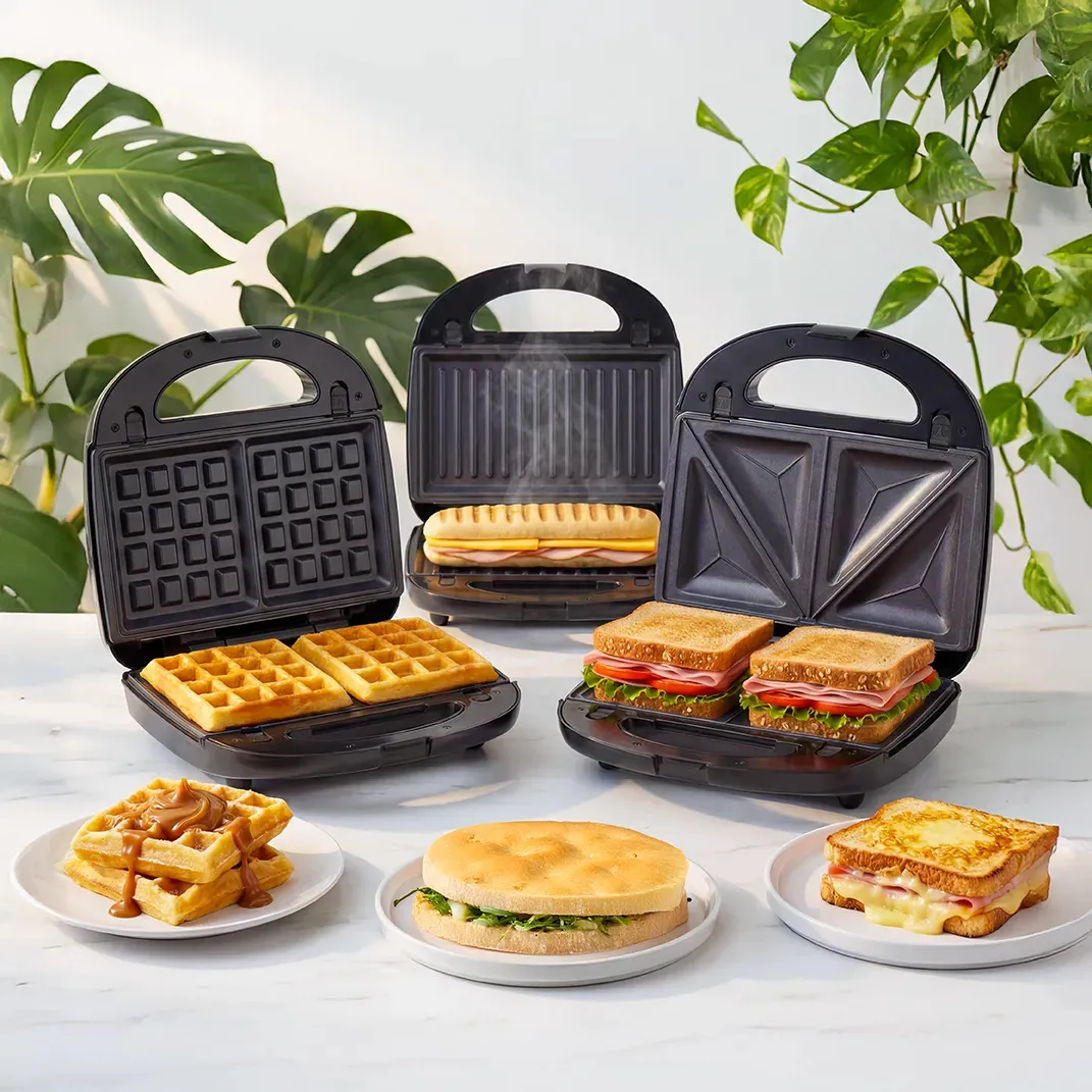 Sandwichera Eléctrica Baza 3 En 1 Waflera Grill Parrilla Plancha Con Placas Removibles
