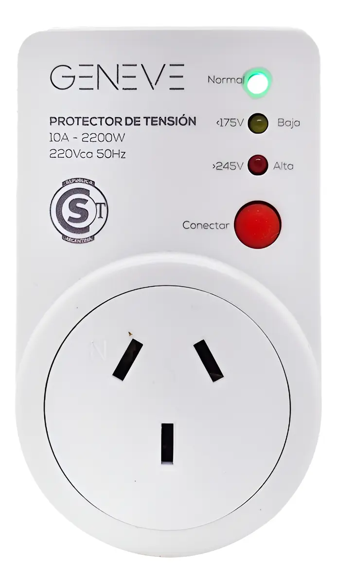 Protector Alta Baja Tension Heladera Lavarropas 10a 220v Color Blanco