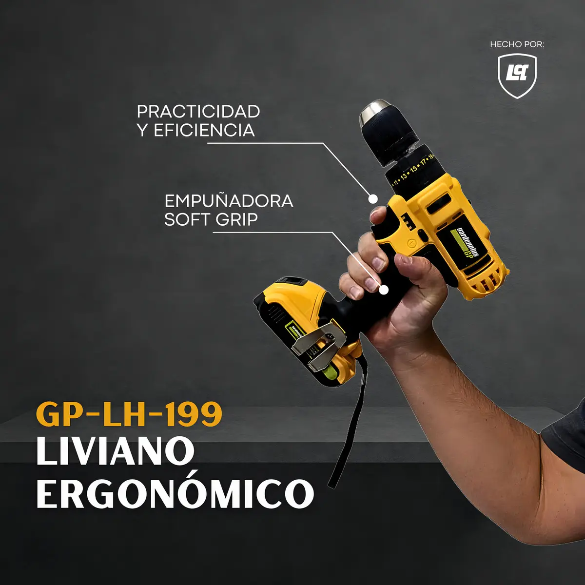 Taladro Atornillador Percutor Gp Garden Plus De Lusqtoff + 2 Baterias Inalambrico Mandril 10mm Con Regulador De Torque