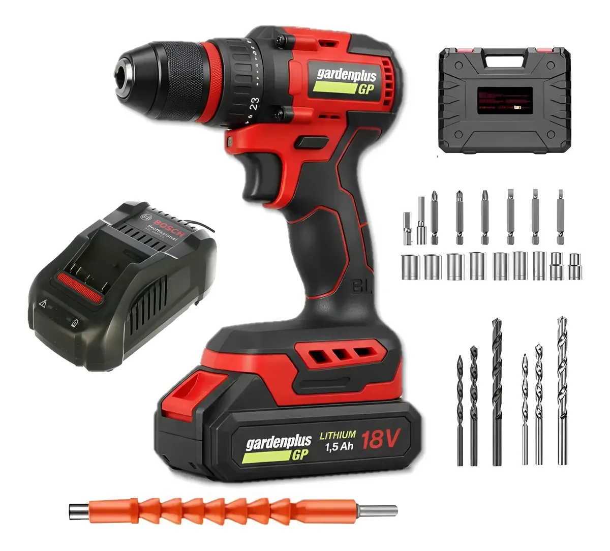Taladro Atornillador Brushless Gp By Lusqtoff 18v Bateria Rojo 50