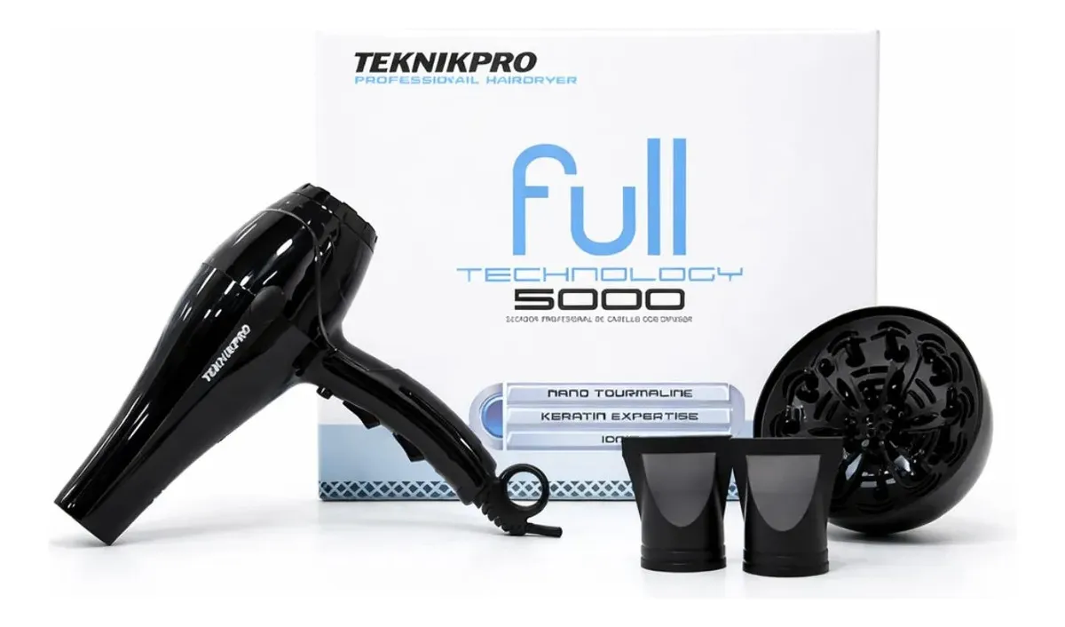 Secador de pelo Full Technology 5000 color negro Teknikpro