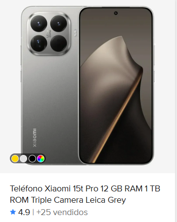 Teléfono Xiaomi 15t Pro 12 GB RAM 1 TB ROM Triple Camera Leica Grey