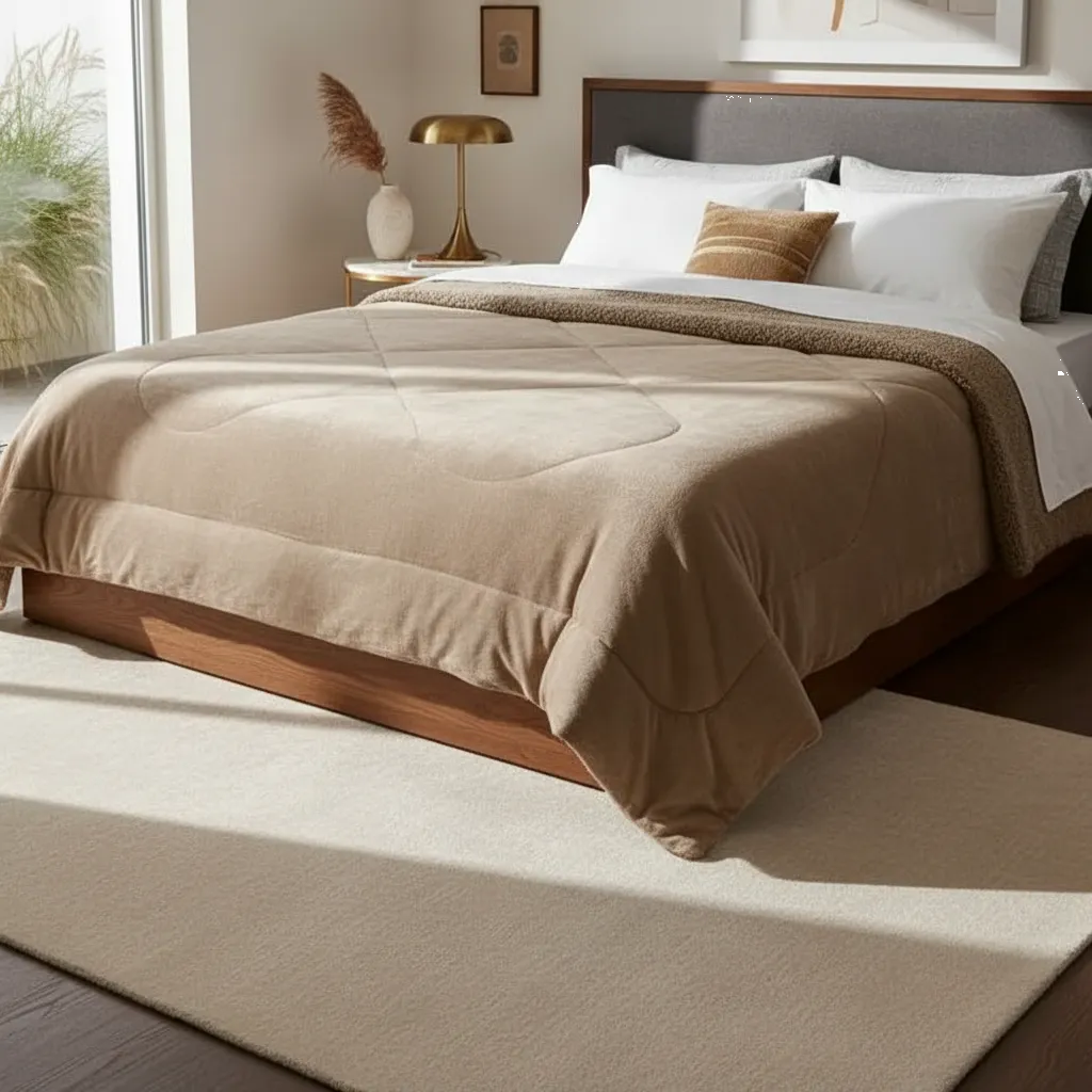 Acolchado Edredon Flannel Con Corderito 2 1/2 Queen Size