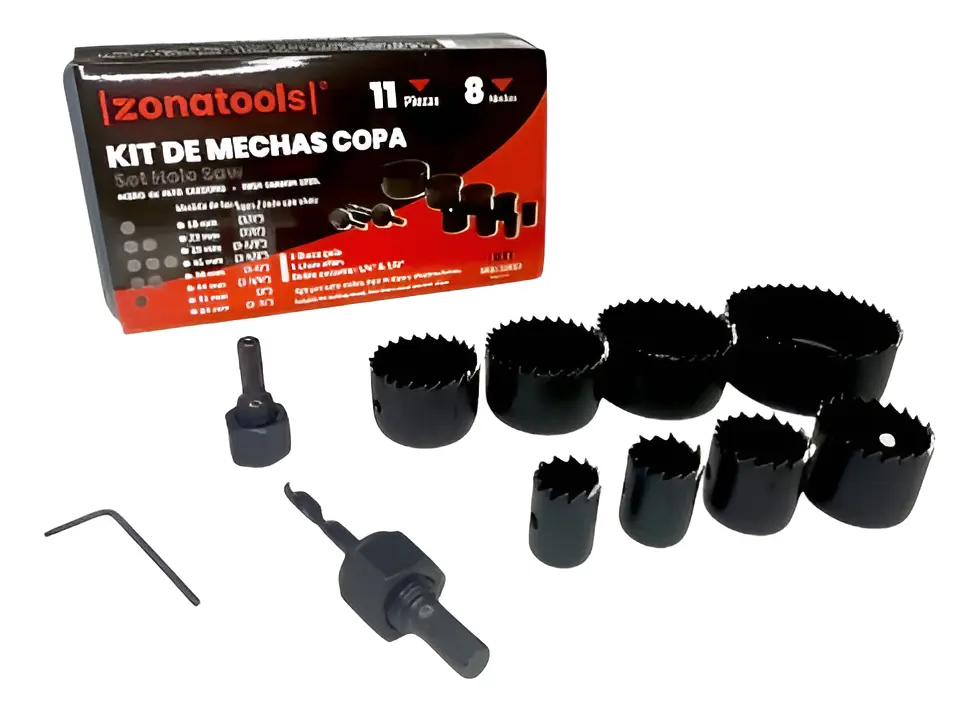 Mechas Sierra Copa Juego 11 Piezas Para Madera Zonatools