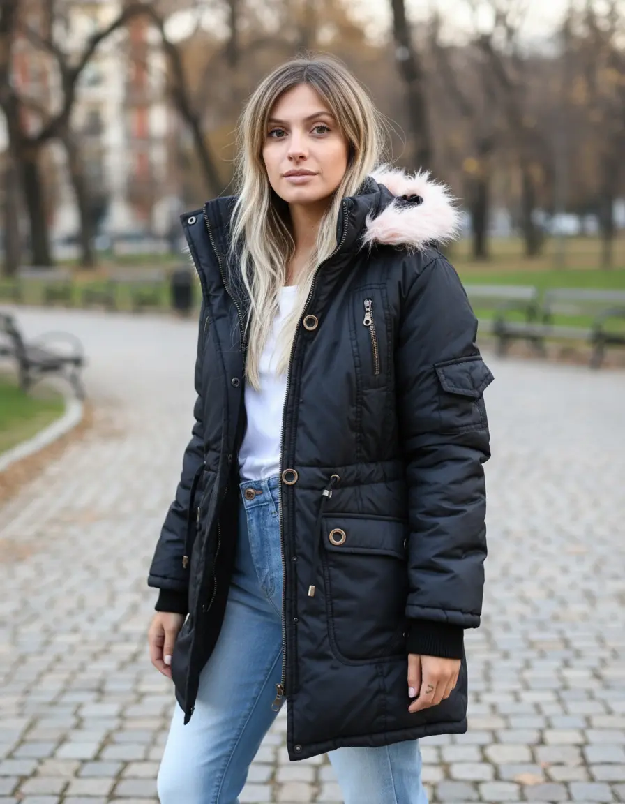 Campera Larga Con Piel Interior
