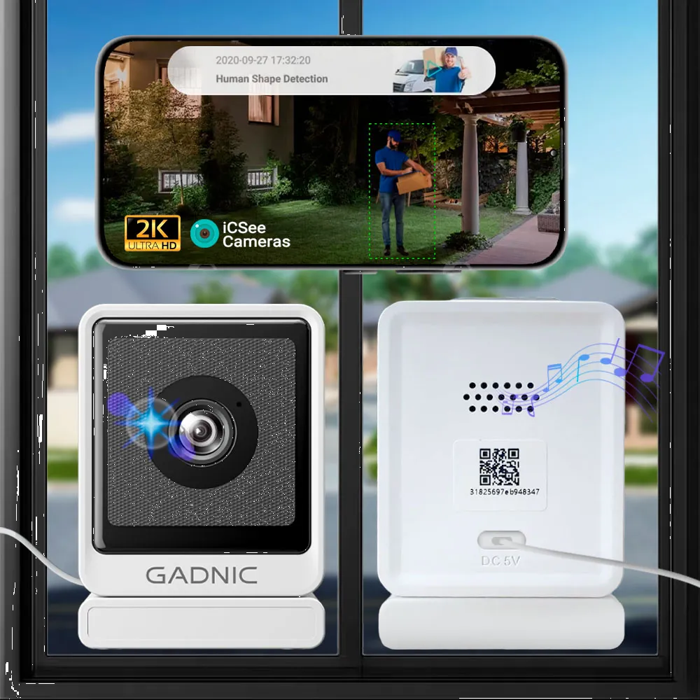 Cámara De Seguridad Ventana 2k Mini Visión Nocturna Gadnic