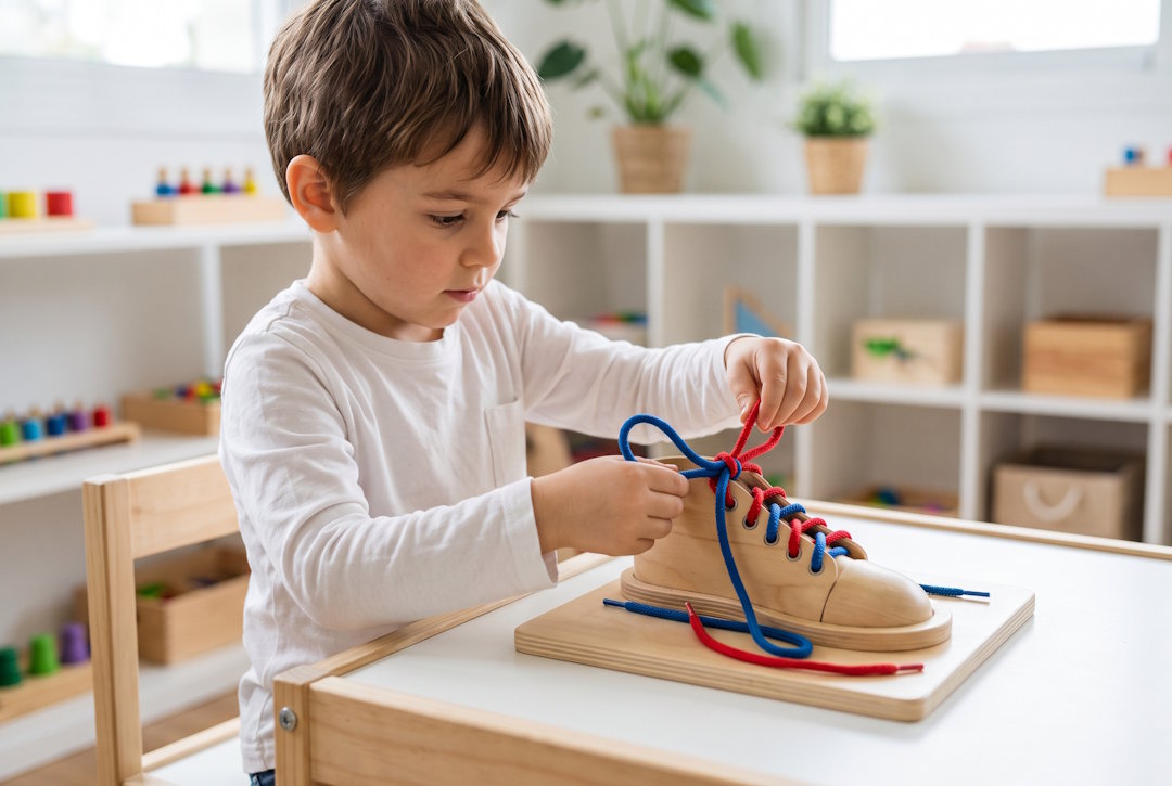 Atar cordones en tablero