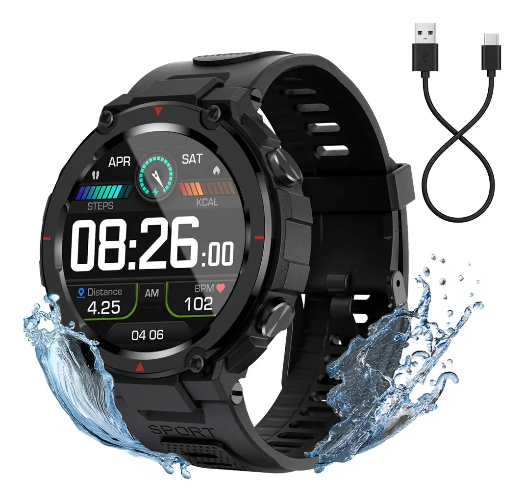 Reloj Smartwatch Tactico Gadnic Pantalla 1.32 360x360 GPS Bateria 300 mAh 15 Dias IP68 128Mb RAM 2M