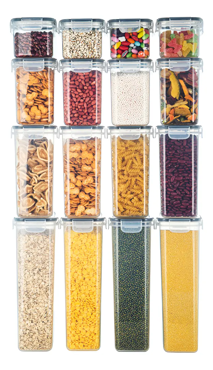 Set de Frascos Herméticos Gadnic 16 Piezas Tapas Antifugas Libres BPA 4 Tamaños Diferentes