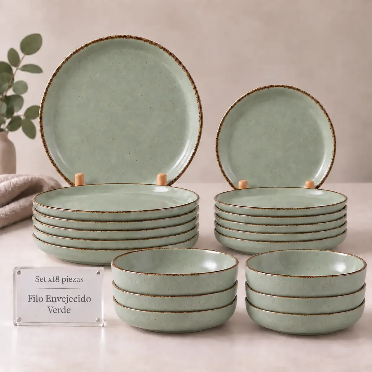 Set Vajilla Porcelana 18 Piezas Plato Playo Hondo Postre