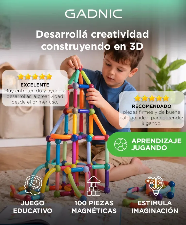 Bloques Magnéticos 100 Piezas Para Armar Gadnic Creatividad 100