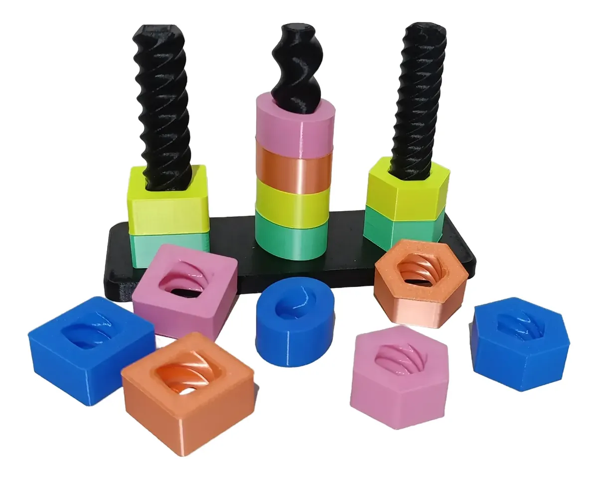 Juego Didactico Giratorio Tuercas Tornillos Formas Habilidad