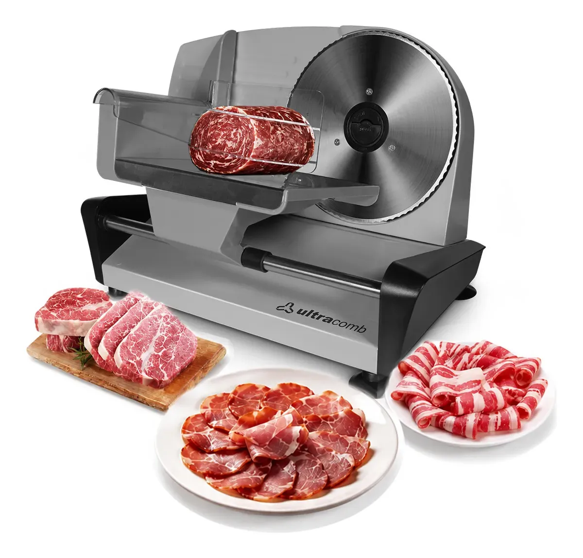 Cortadora de Alimentos y Fiambres Marca Ultracomb Fs-6301 0-15 mm Acero Inoxidable
