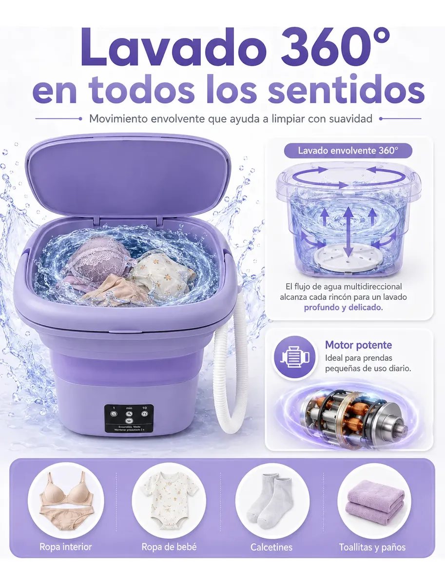 Mini Lavadora Plegable Port�til Violeta