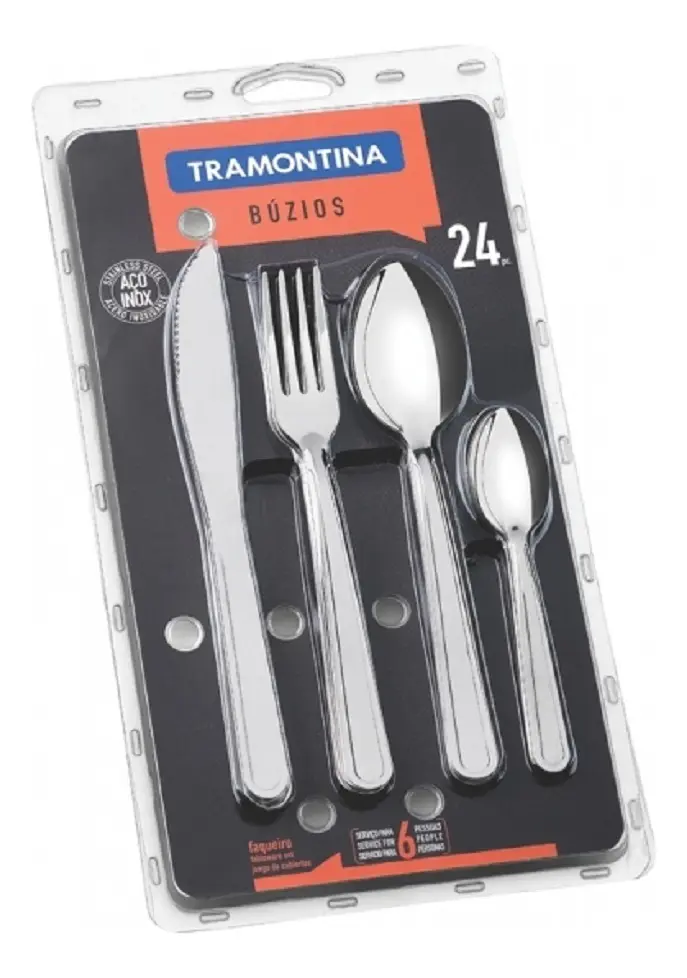 Juego De Cubiertos Tramontina Acero Inox. 24 Piezas Buzios