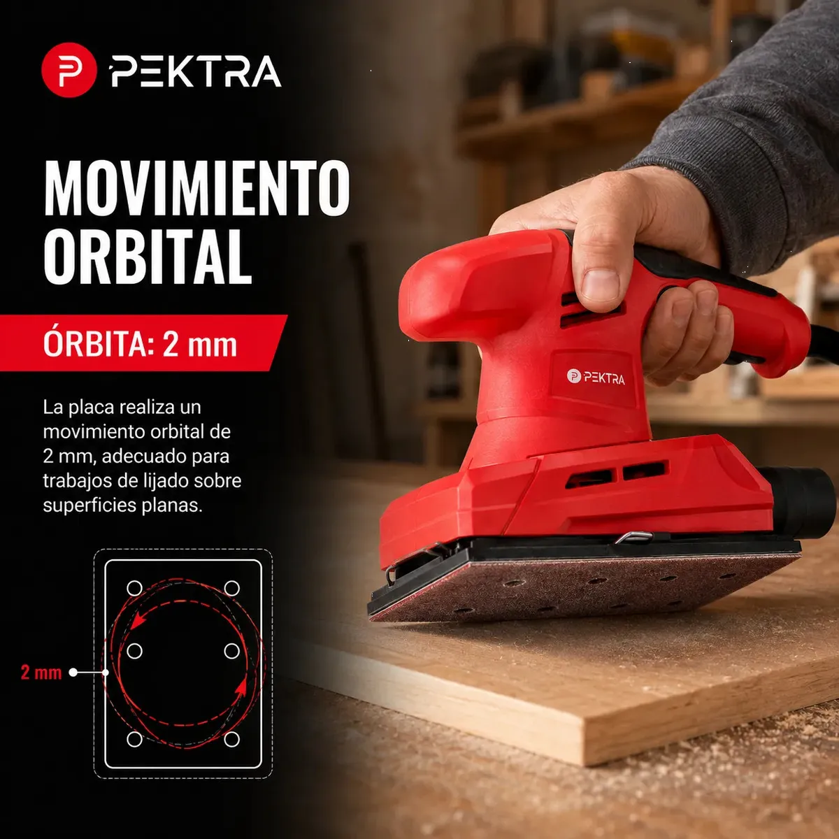 Lijadora Orbital 180W De Palma Pektra Con Bolsa roja