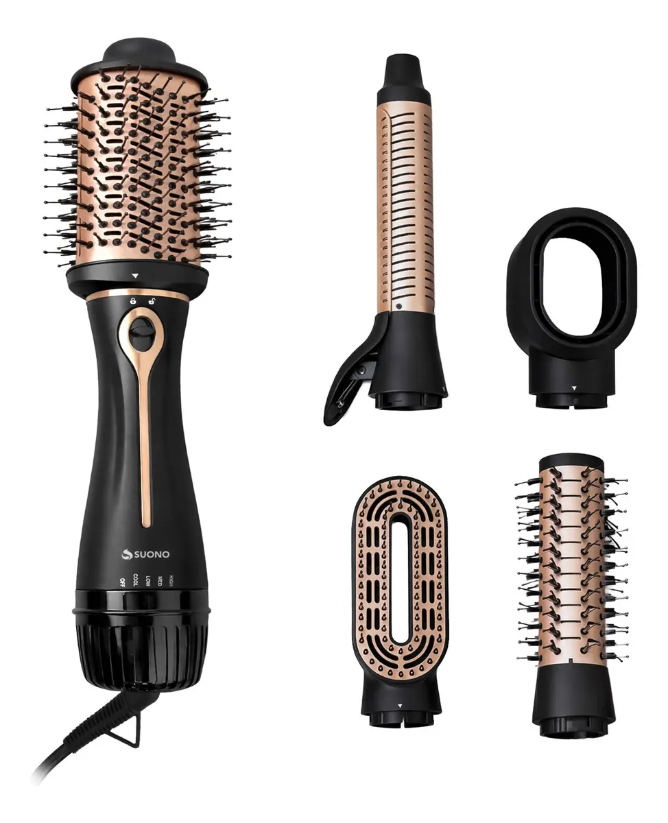 Cepillo Secador Modelador Alisador Suono 5 Cabezales 5 En 1 Rosa/negro