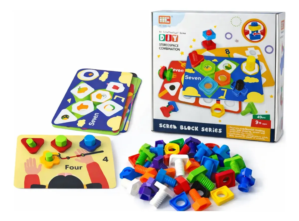 Juego Did�ctico Tornillos Tuercas Colores Motricidad Fina