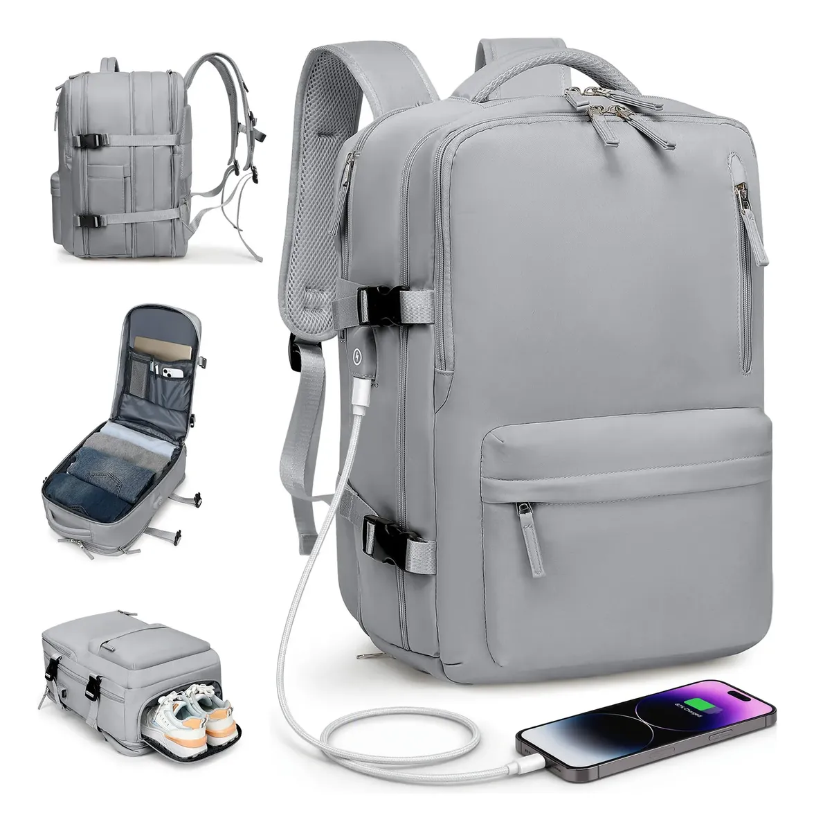 Mochila De Viaje Para Notebook Expansible Impermeable Avión