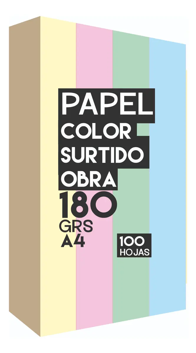 Papel Multifunci�n A4 de Chambril 180 grs con 100 Hojas en Colores Surtidos