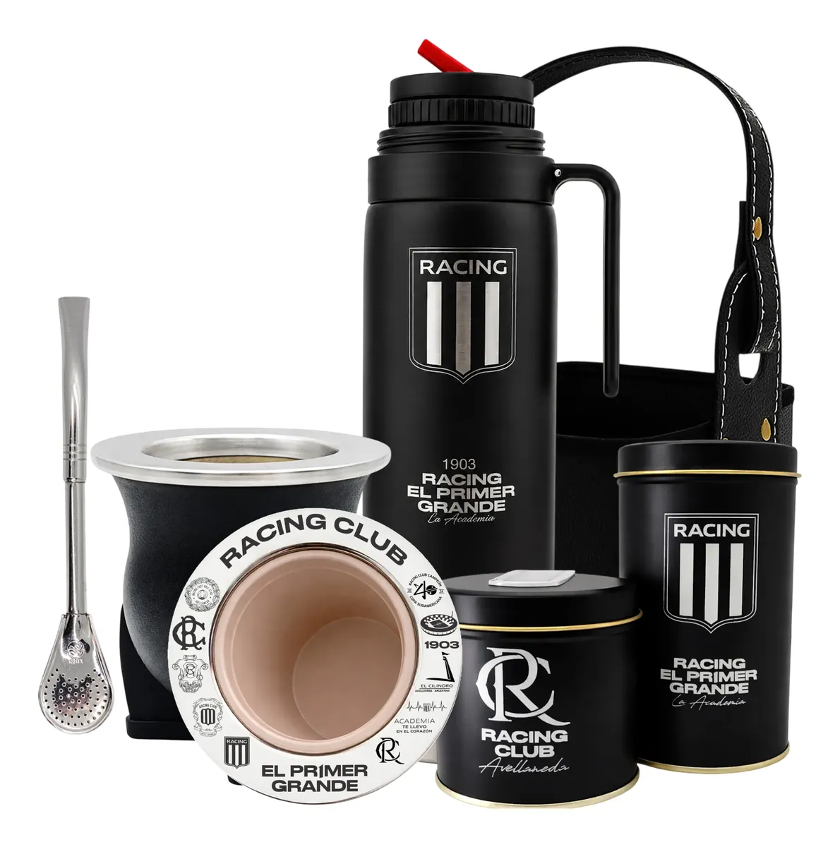 Set Matero Clubes Termo 1lt Mate Camionero Pvc Completo