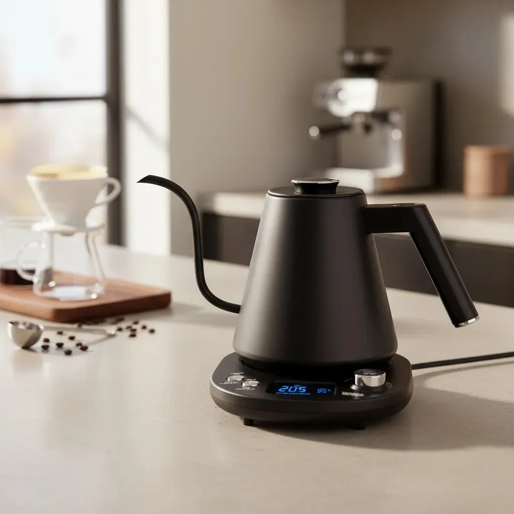 Pava Barista Electrica Digital Cuello Cisne 1 Litro Acero Negro