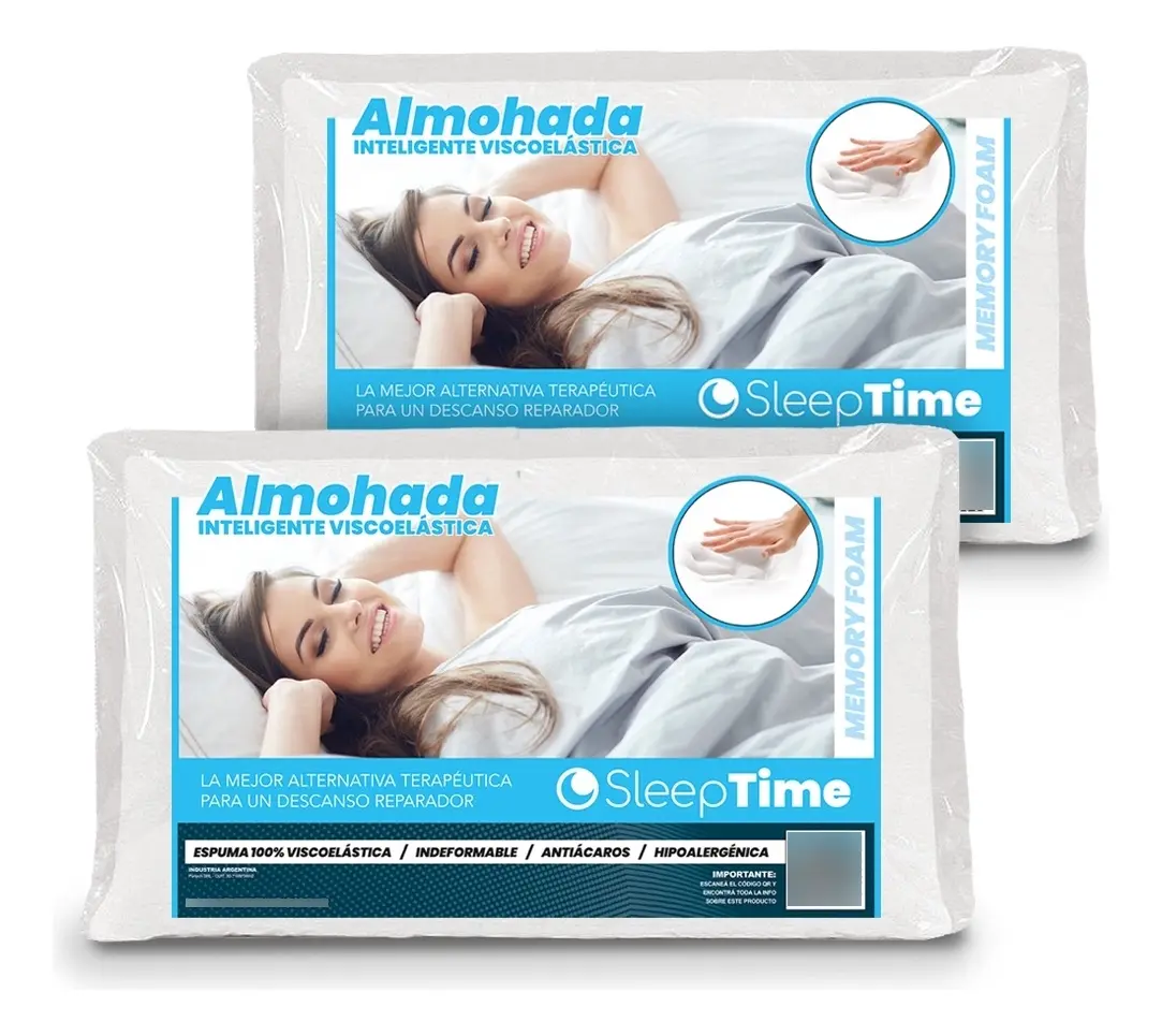 Combo X2 Almohada 60x40 Inteligente Viscoelastica Con Funda